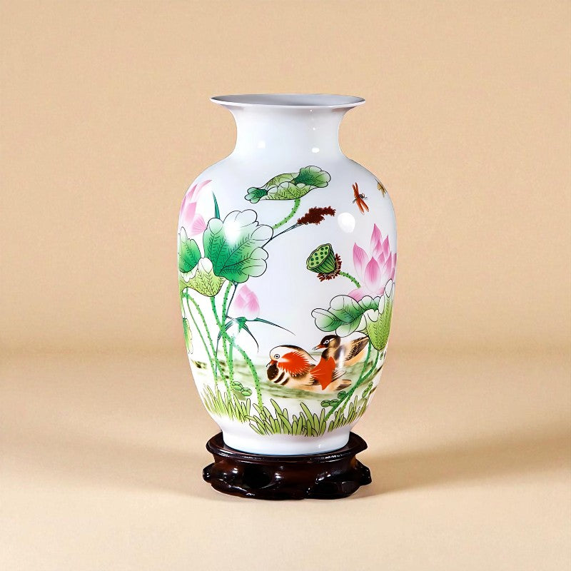 Vase Céramique blanc décor canard
