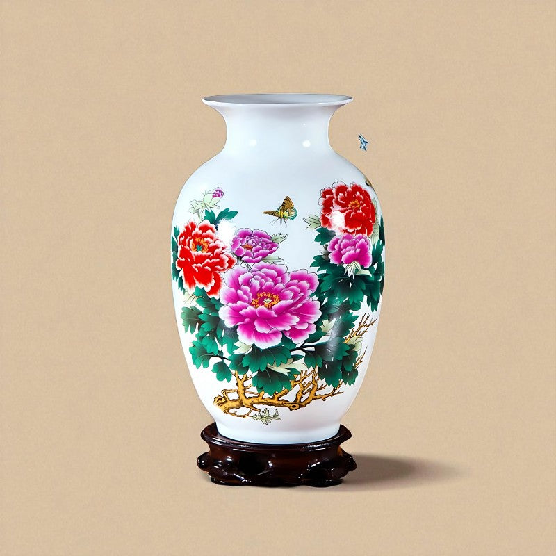 Vase Céramique blanc décor florale