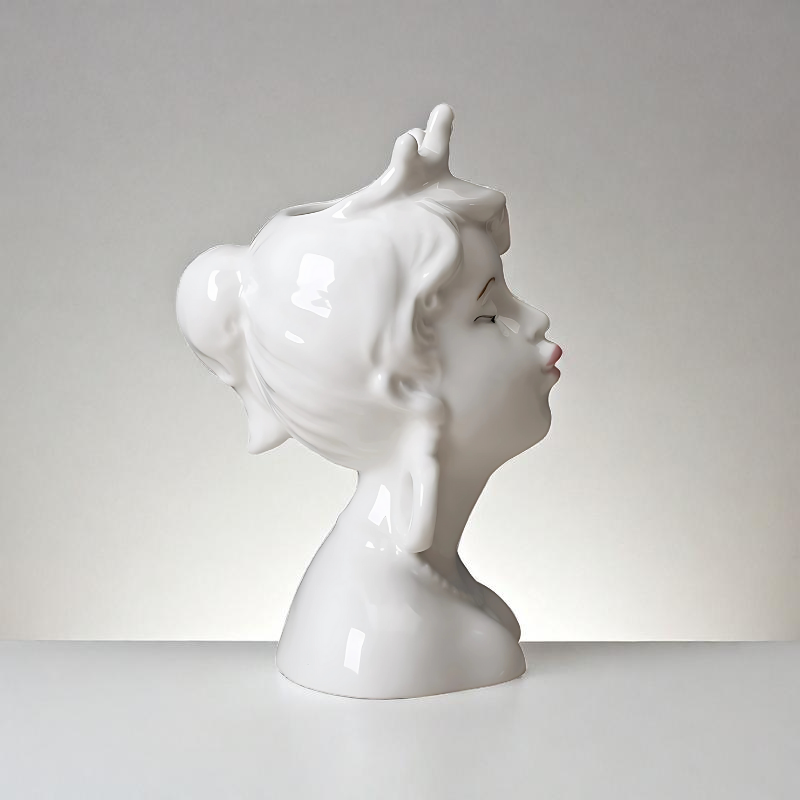 Vase Céramique visage blanc femme