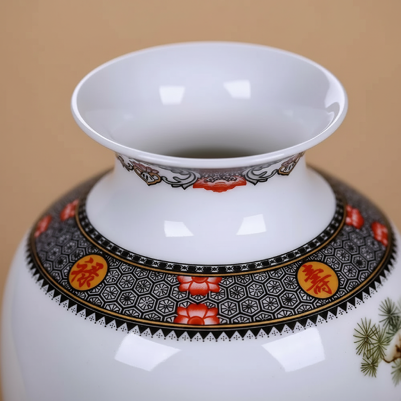 Vase ceramique decor chinois detail dessus