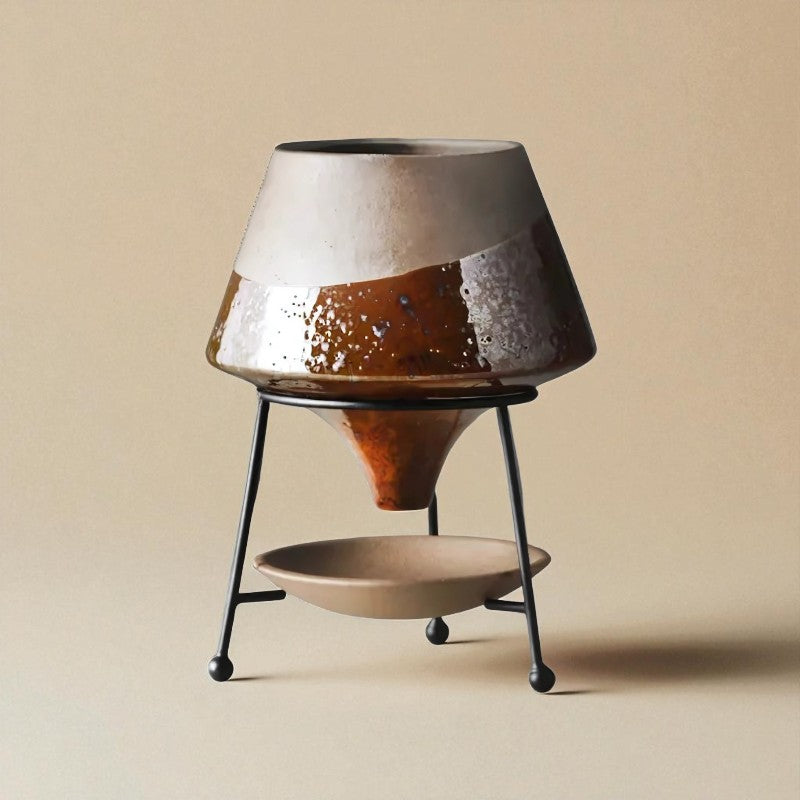 Vase céramique suspendu marron-beige