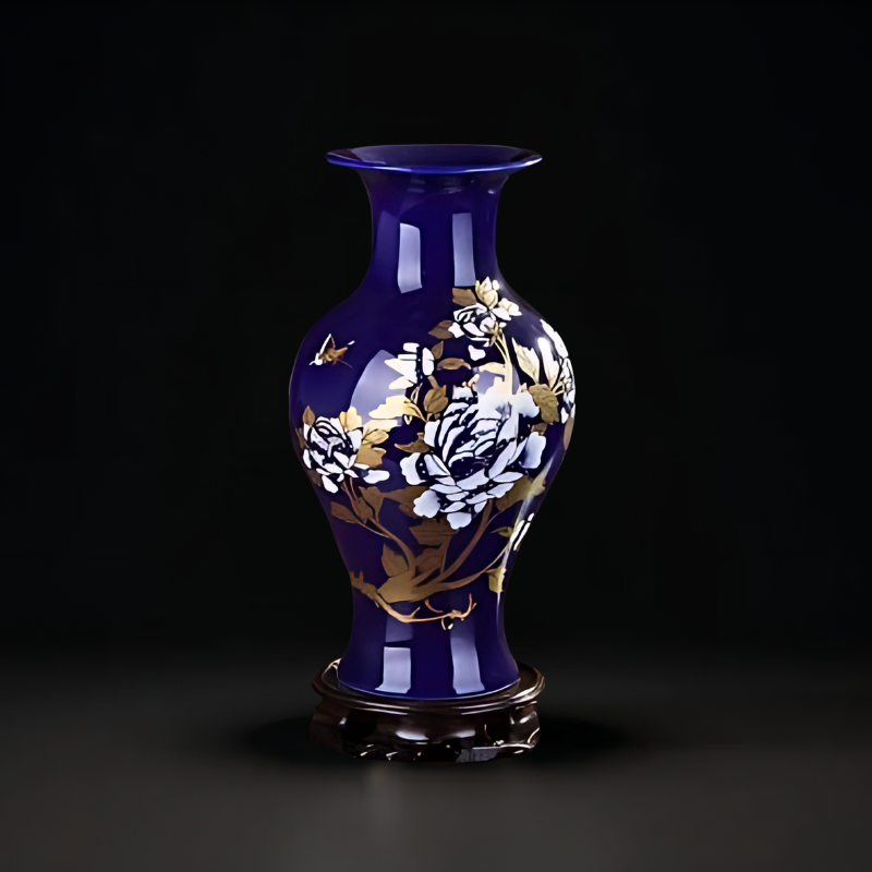 Vase chinois en porcelaine Bleu foncé type 1