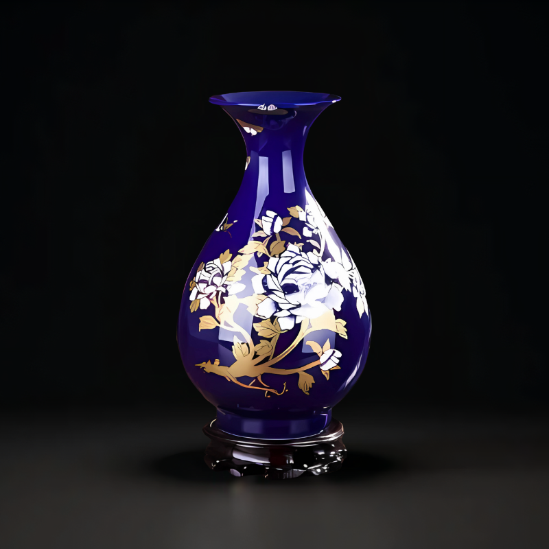Vase chinois en porcelaine Bleu foncé type 3