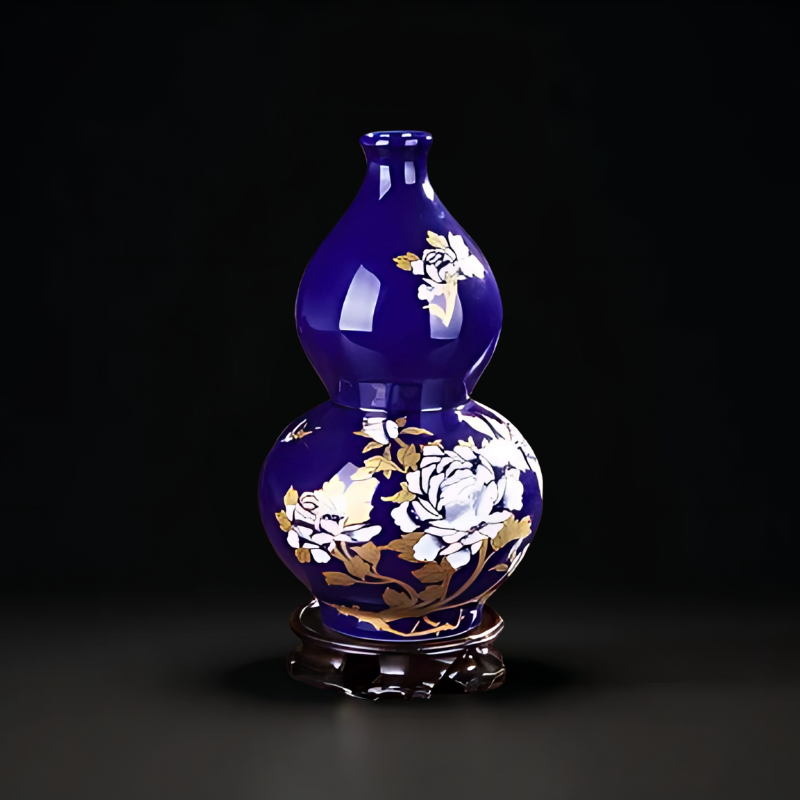 Vase chinois en porcelaine Bleu foncé type 9