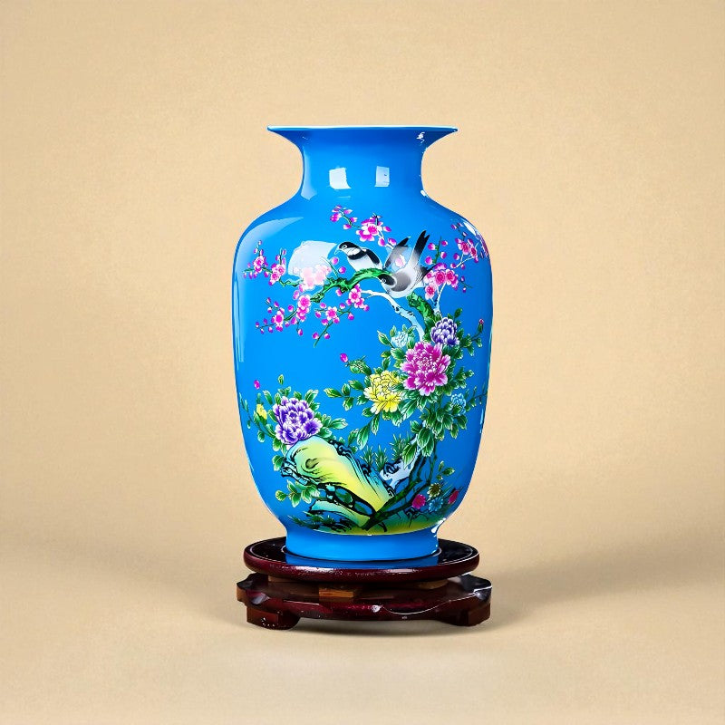 Vase chinois en porcelaine bleu clair type 1