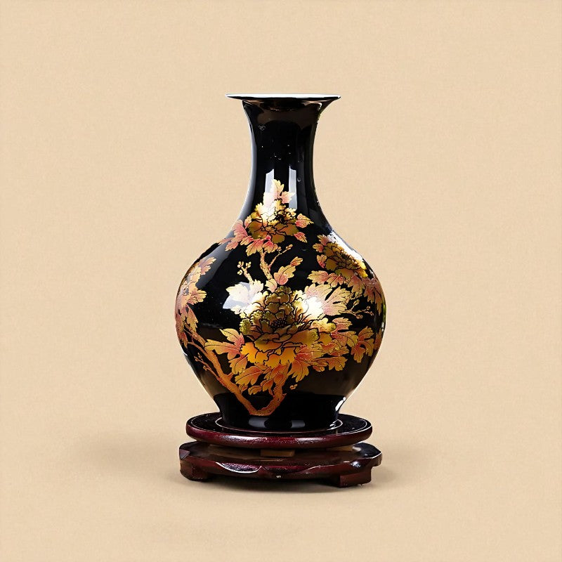 Vase chinois en porcelaine noir vive type 1
