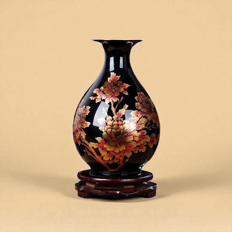 Vase chinois en porcelaine noir vive type 2