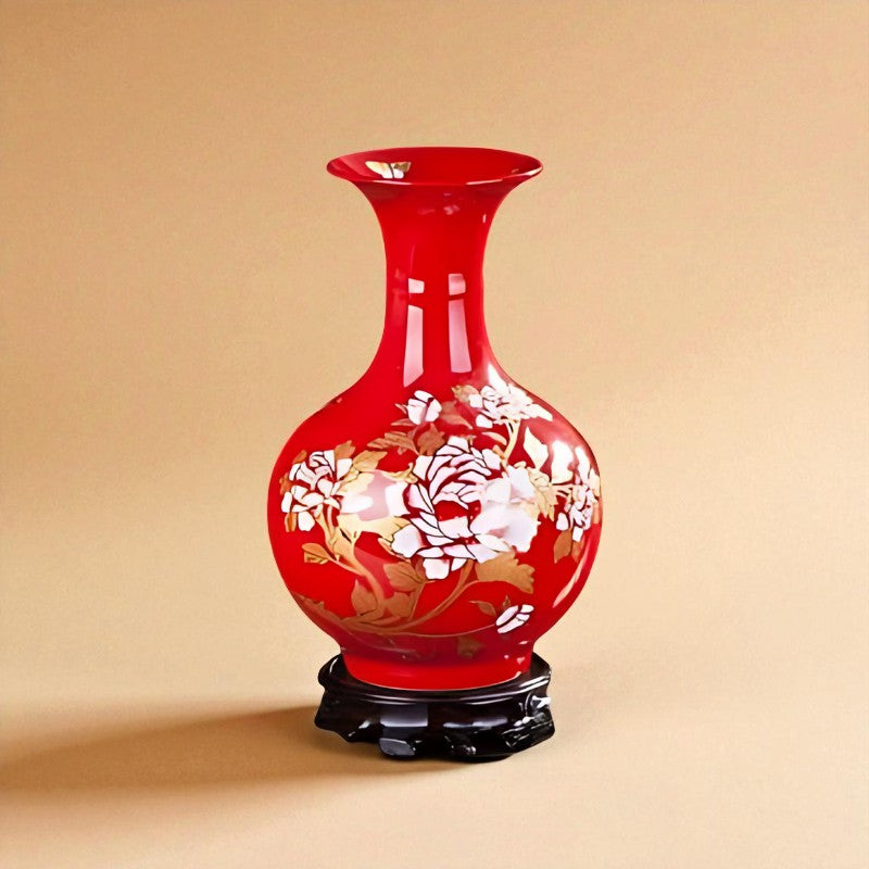Vase chinois en porcelaine rouge type 5