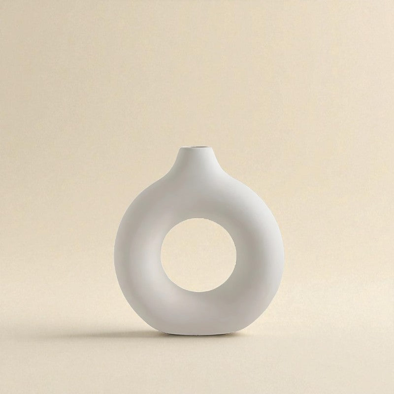 Vase donut blanc S
