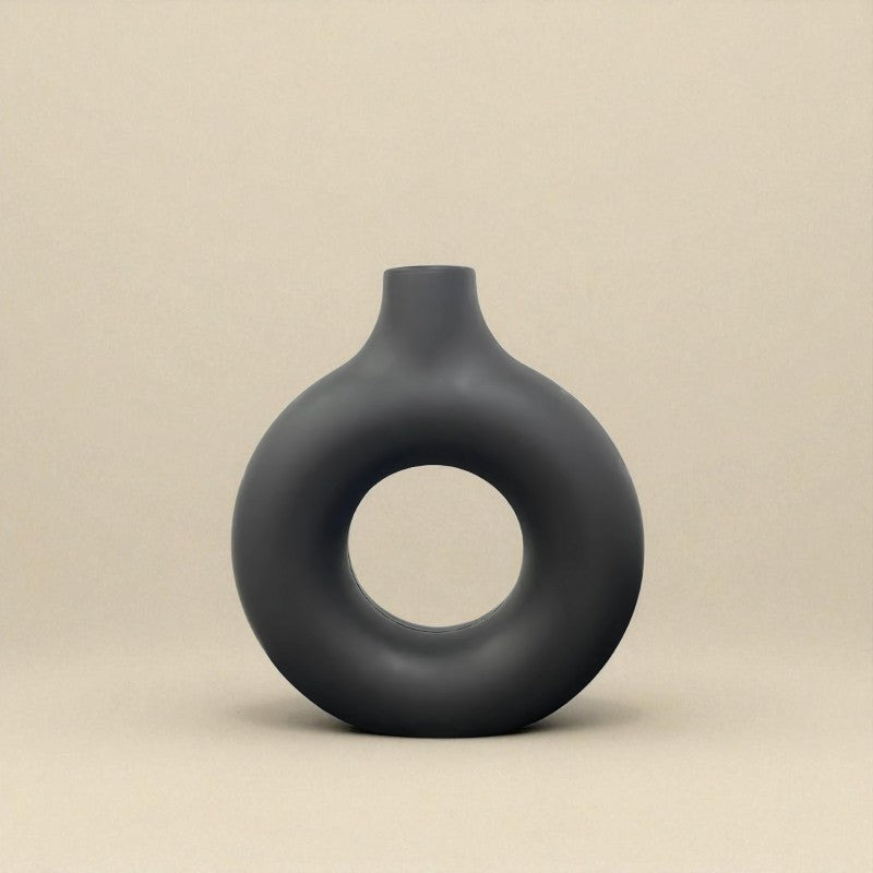 Vase donut noir L