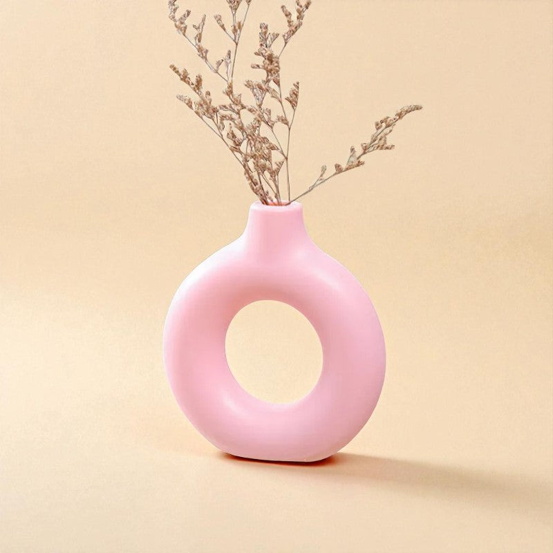 Vase donut rose S