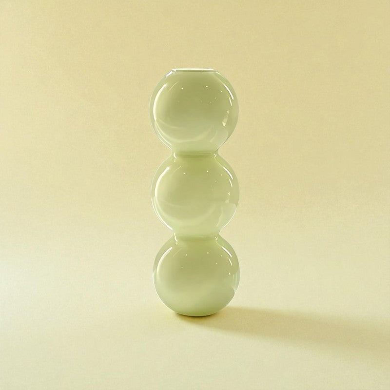 Vase en verre 3 boules jaune