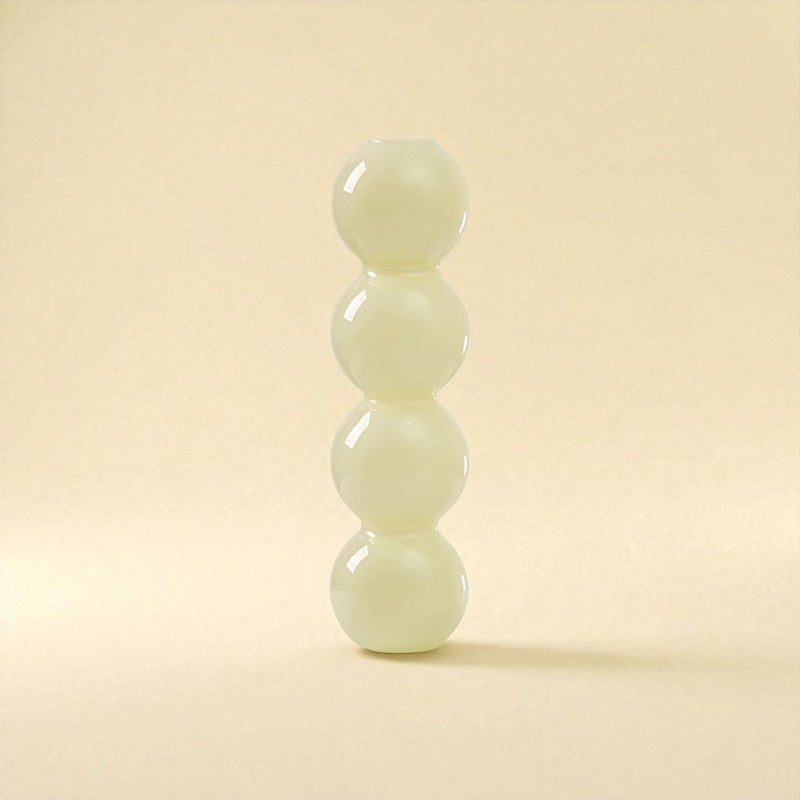 Vase en verre 4 boules jaune