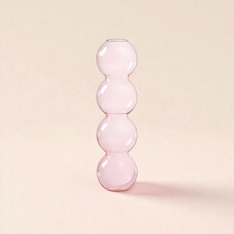 Vase en verre 4 boules rose