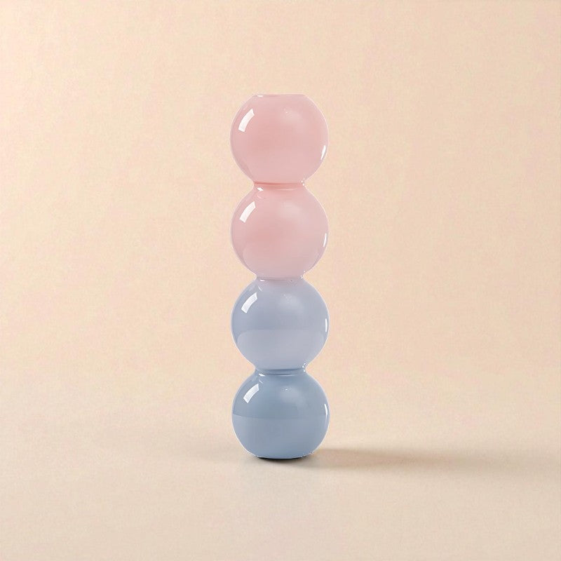 Vase en verre 4 bulles bicolore bleu et rose