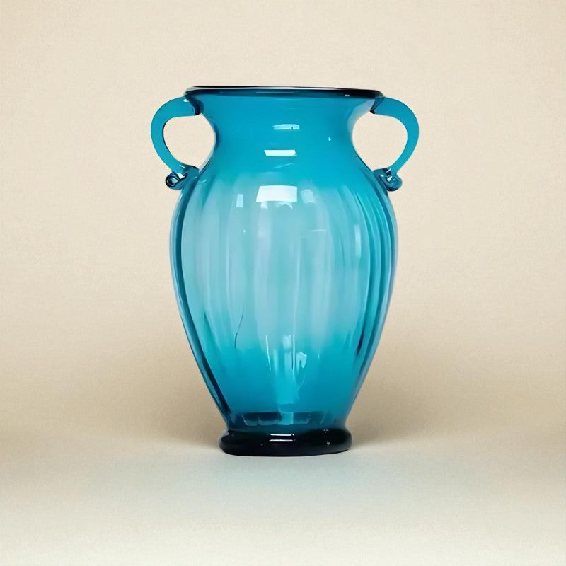 Vase en verre amphore bleu taille XL