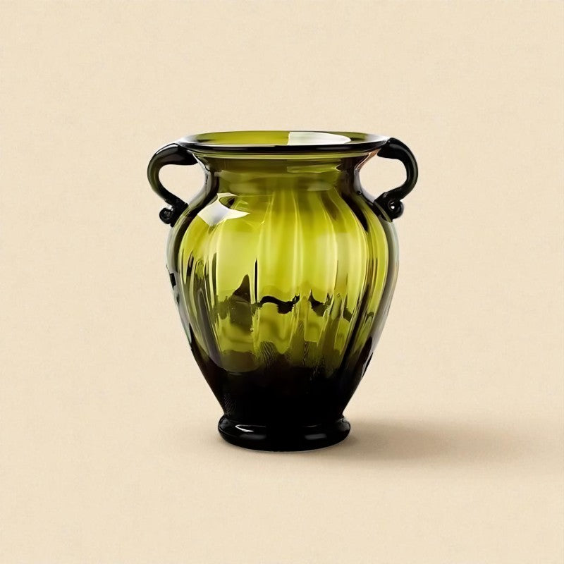 Vase en verre amphore jaune taille M