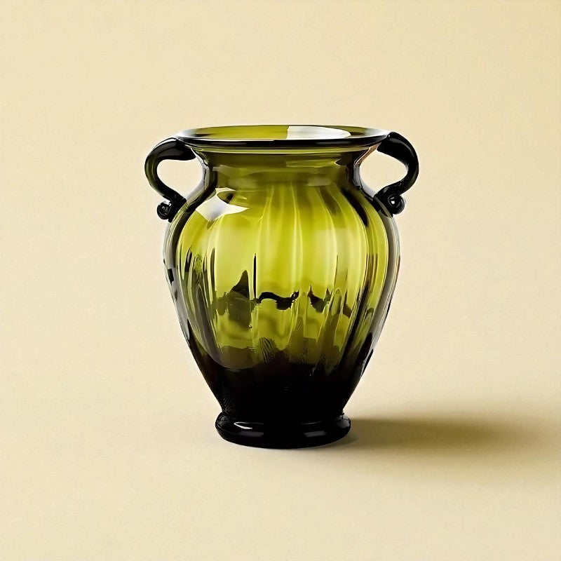 Vase en verre amphore vert taille M
