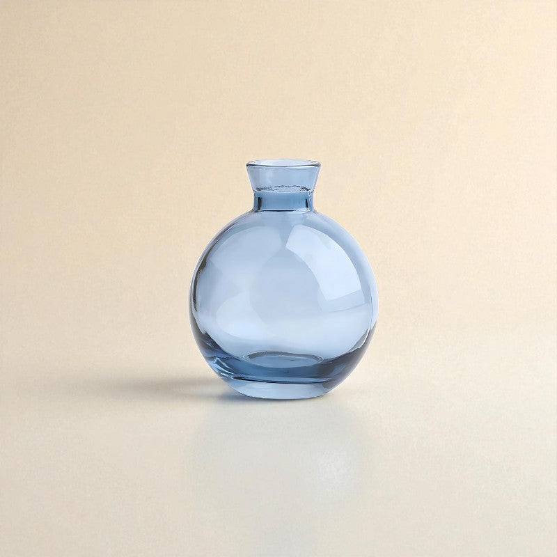 Vase en verre bleu arrondi