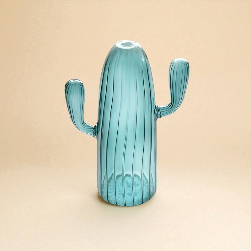Vase en verre cactus bleu type 1