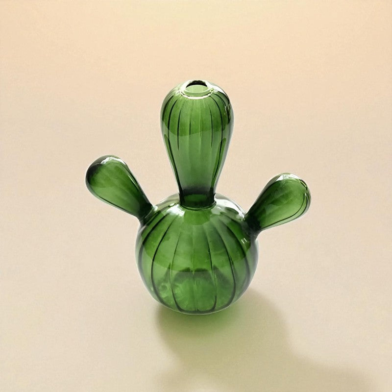 Vase en verre cactus vert type 2