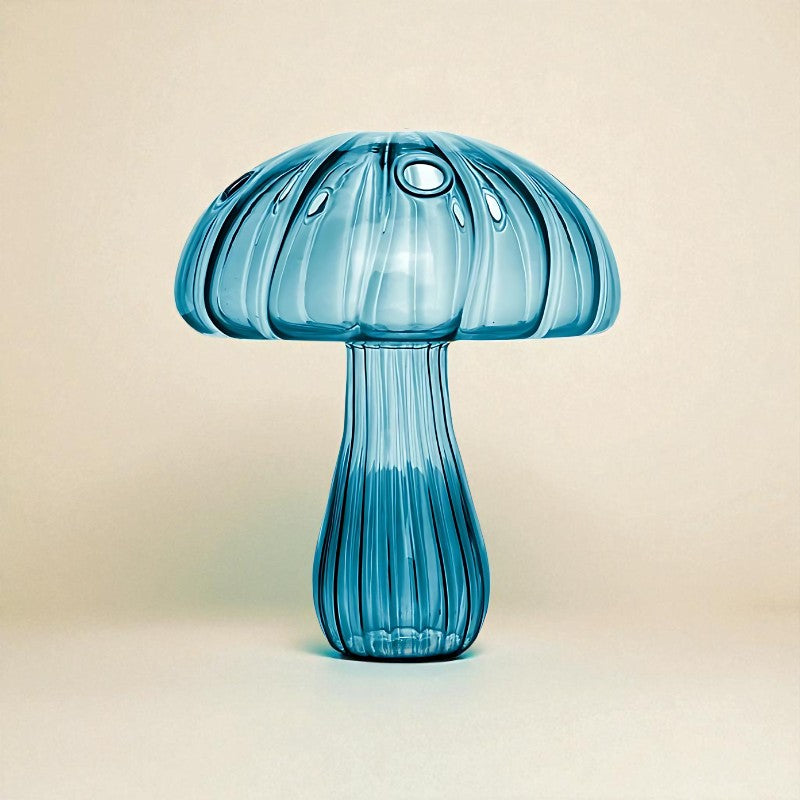 Vase en verre champignon bleu clair
