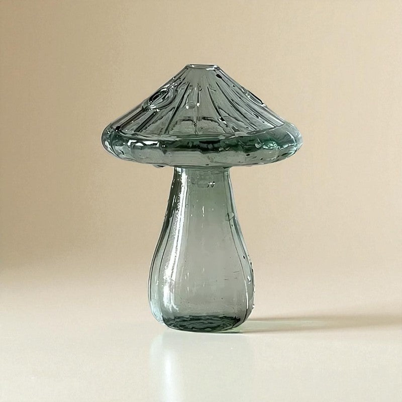 Vase en verre champignon gris