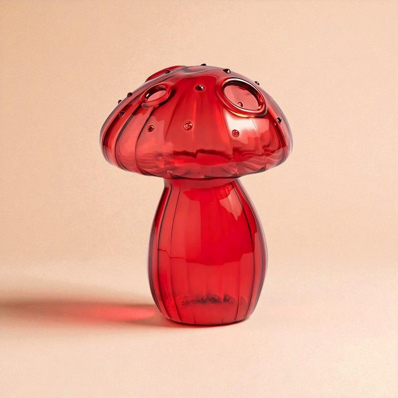 Vase en verre champignon rouge
