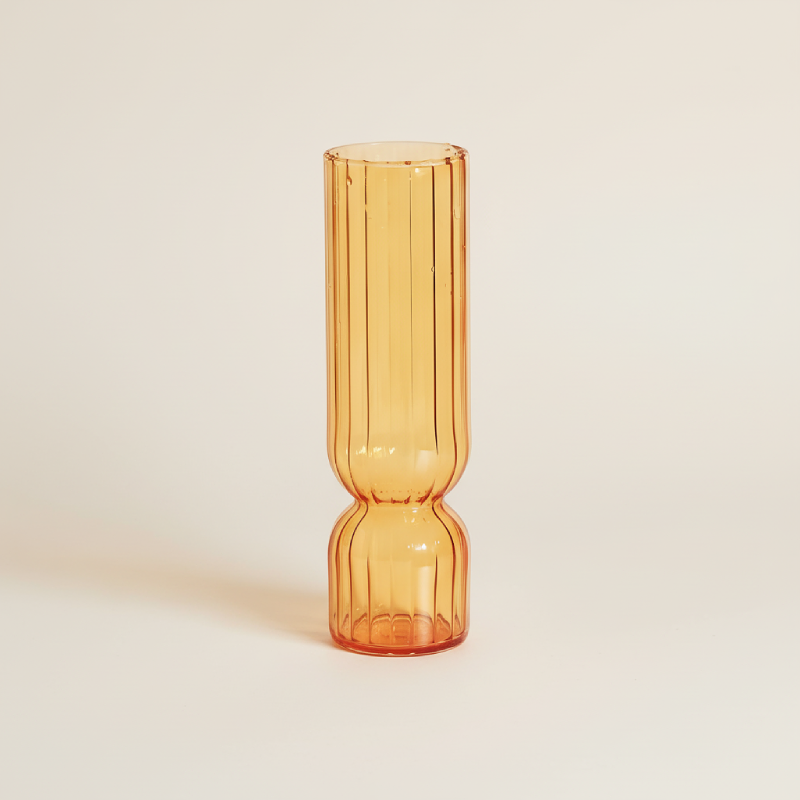 Vase en verre double cylindre orange