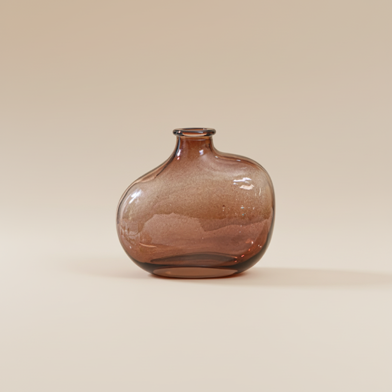 Vase en verre transparent marron nuage taille M