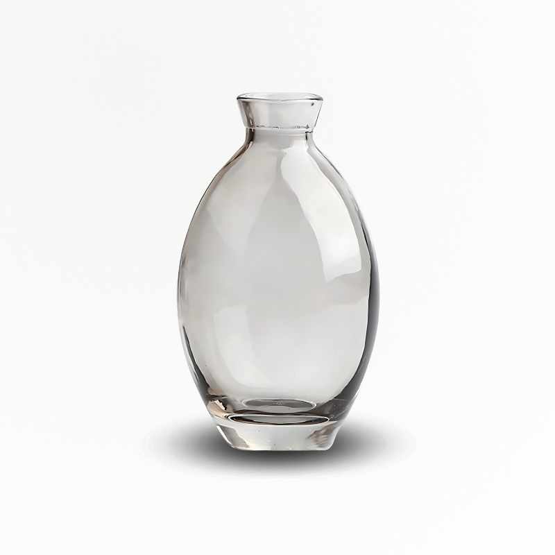 Vase en verre transparent noir ovale