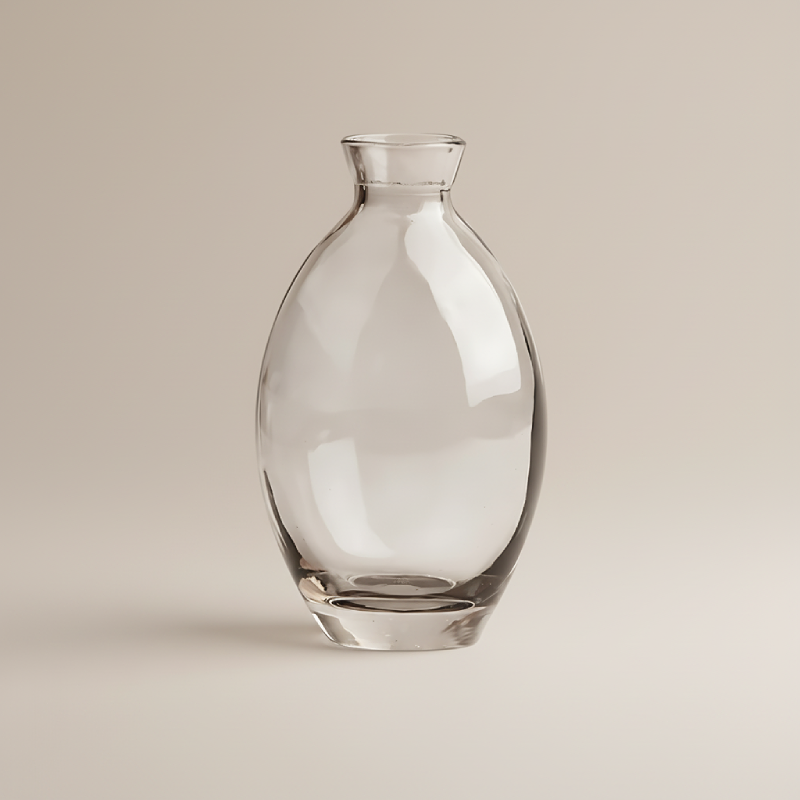 Vase en verre transparent noir ovale