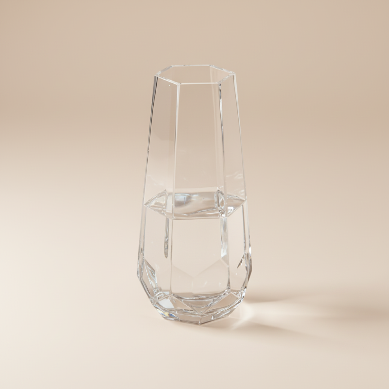 Vase en verre transparent origami taille L