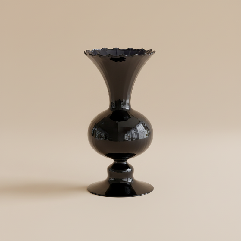 Vase en verre vintage noir