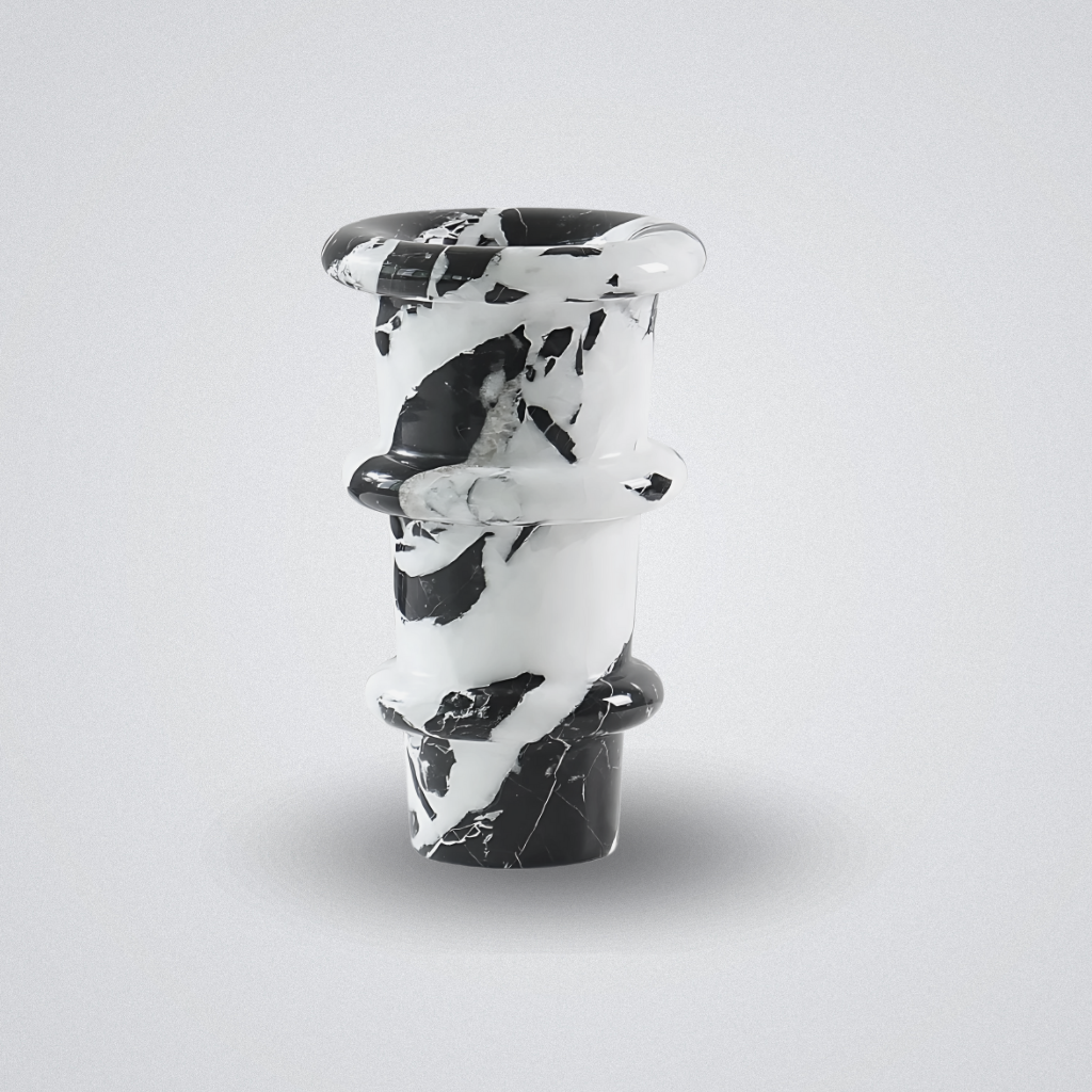 Vase marbre napoléon noir double rainure
