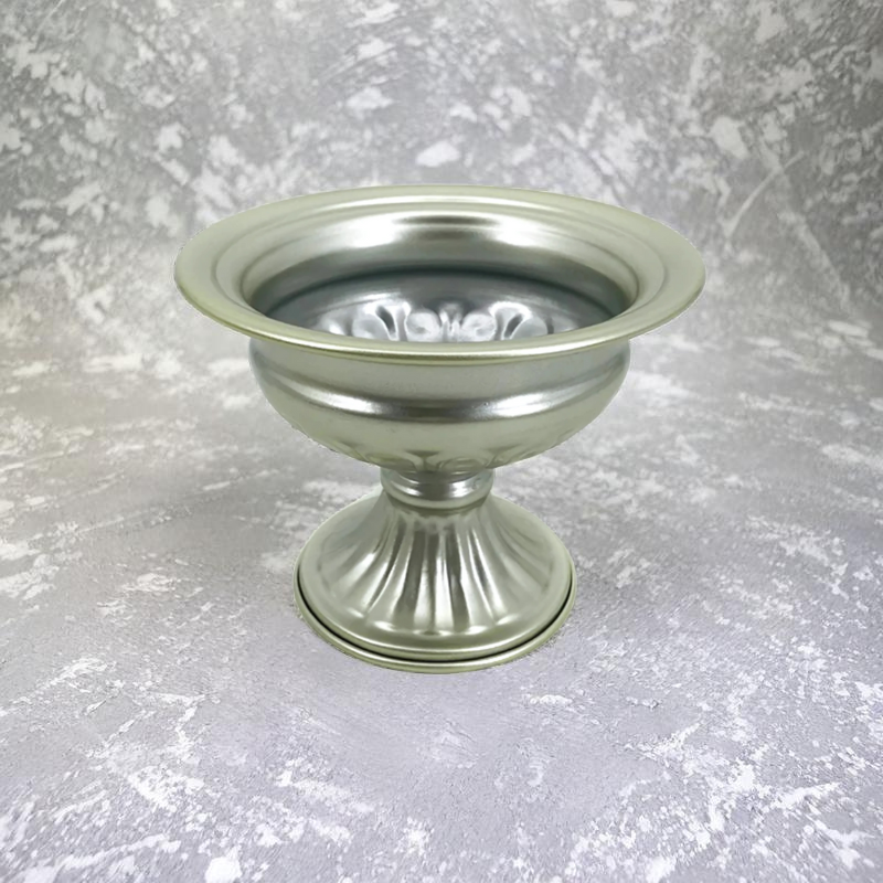 Vase métal centre de table argenté taille L
