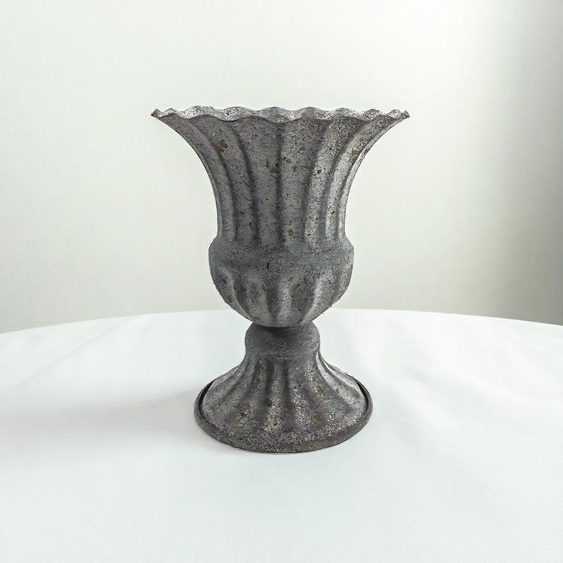 Vase metal centre de table gris allongé