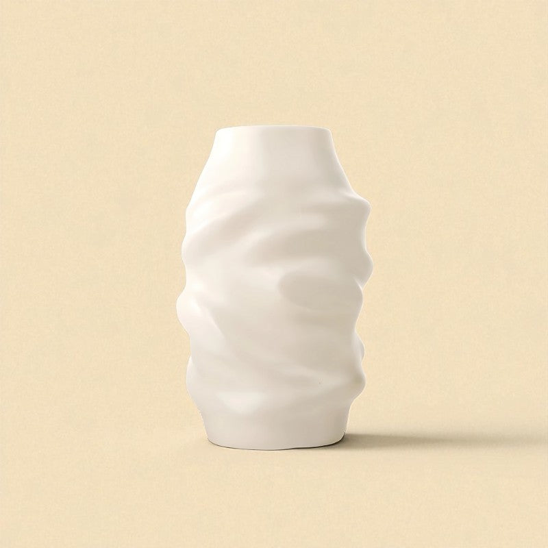Vase ondulé blanc L