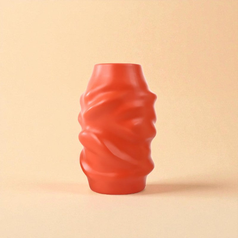 Vase ondulé rouge M