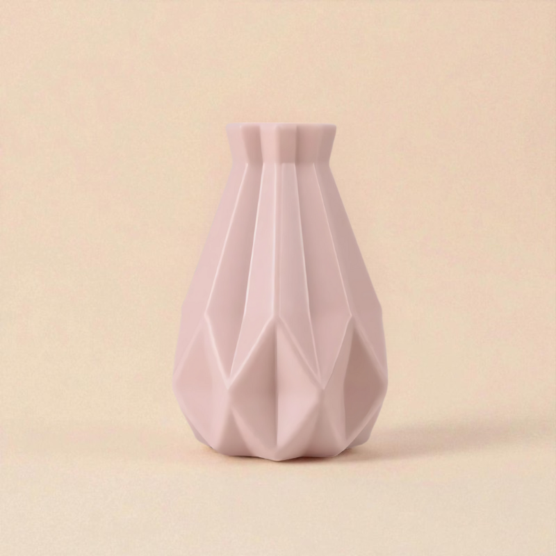 Vase origami conique rose