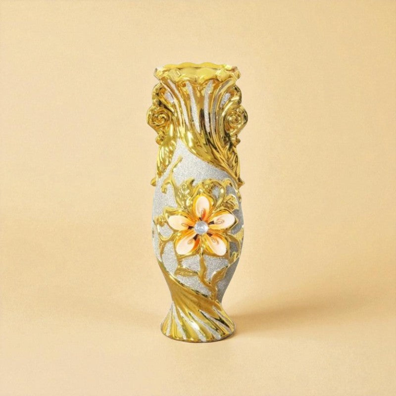 Vase porcelaine fleur dorée taille M