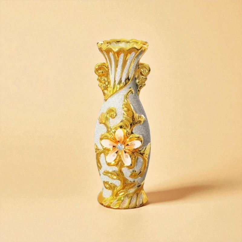 Vase porcelaine fleur dorée taille S