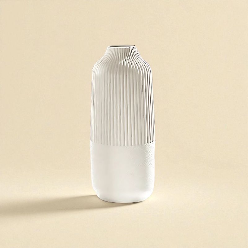 Vase strié cylindrique blanc