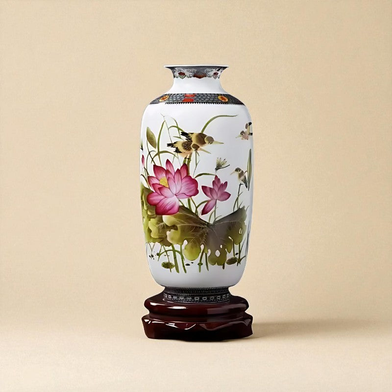 Vase vintage chinois fleur nénuphar