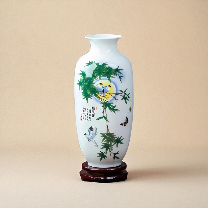 Vase vintage chinois oiseaux