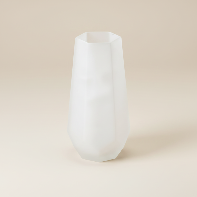 Vase en verre transparent blanc origami taille M