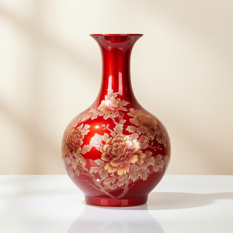 Vases en céramique rouge – Motifs floraux élégants d’inspiration asiatique L'univers-du-vase