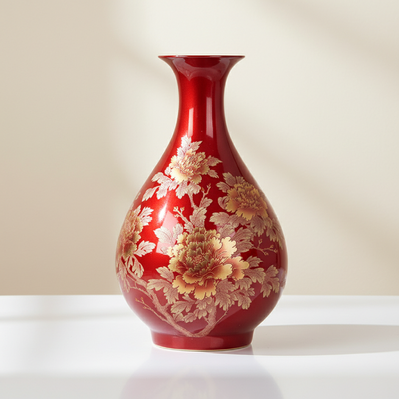 Vases en céramique rouge – Motifs floraux élégants d’inspiration asiatique L'univers-du-vase