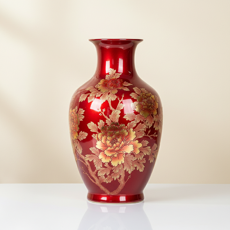 Vases en céramique rouge – Motifs floraux élégants d’inspiration asiatique L'univers-du-vase