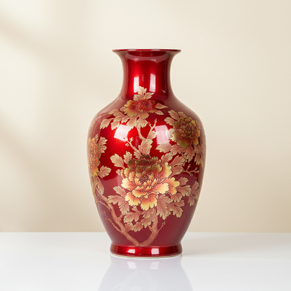 Vases en céramique rouge – Motifs floraux élégants d’inspiration asiatique L'univers-du-vase